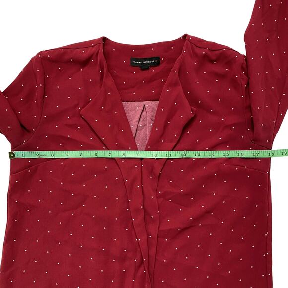 DANNI MINOGUE Red Polka Dot 3/4 Sleeve Blouse Size 2 Petite Pinup Stretch - Picture 7 of 11